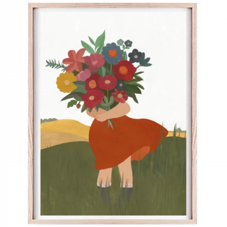 Affiche décorative illustration à la gouache, un énorme bouquet de fleurs